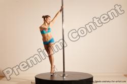 Underwear Gymnastic poses Woman White Moving poses Slim long blond Dynamic poses Academic